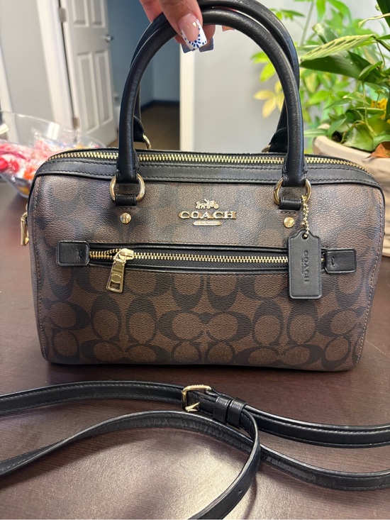 Coach Handbags - Coach Brown/Black Signature Mini Satchel with Gold Hardware